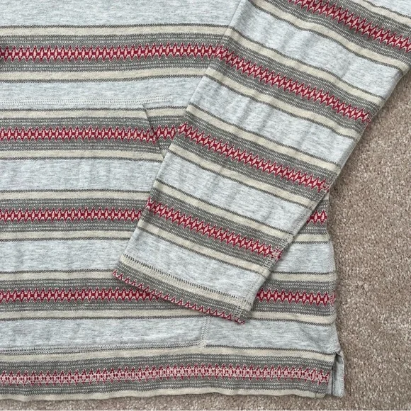 Lucky Brand Knit Wear Hoodie Large Gray & Red Stripe Pullover Casual Preppy Men - Picture 8 of 15